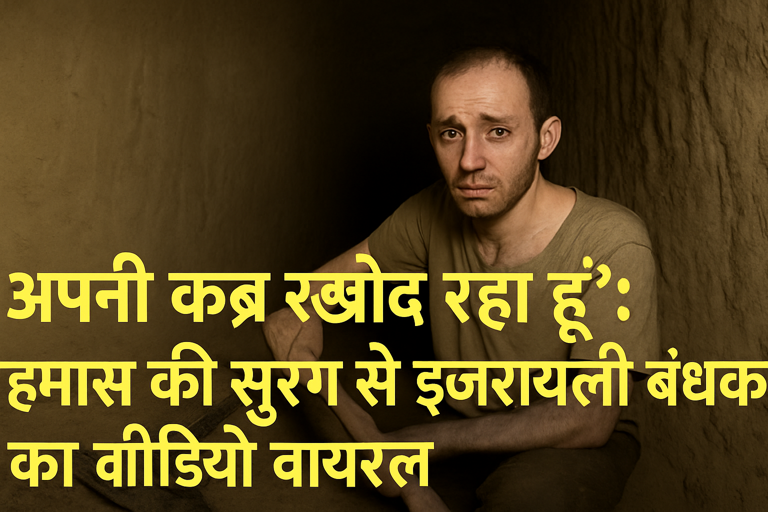 इजरायली बंधक एव्यातार डेविड सुरंग में कब्र खोदते हुए, वायरल वीडियो
