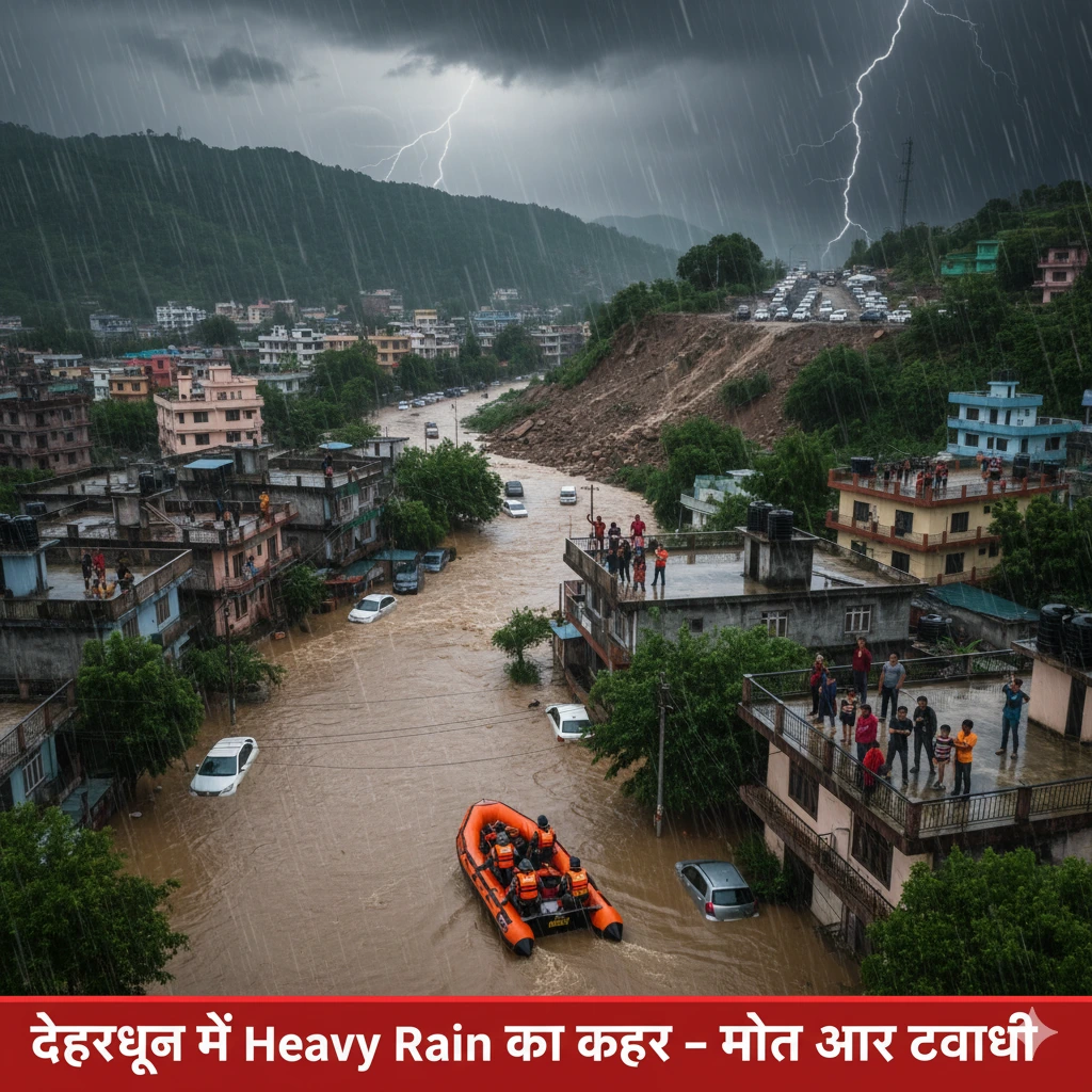 Dehradun Heavy Rain में बहा पुल और तबाही का मंजर।